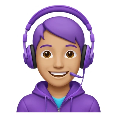 listen to music in purple headphone and smile sticker