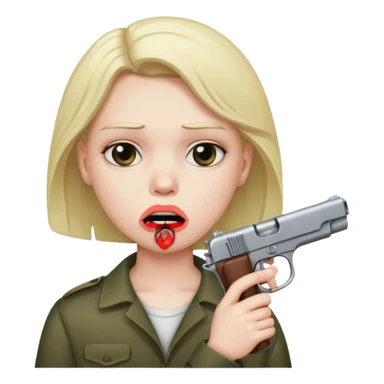 gun in sad emojis mouth sticker