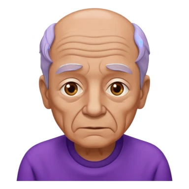 Abuelo hombre con ropa morada, ojos cafés, muchas arrugas sticker