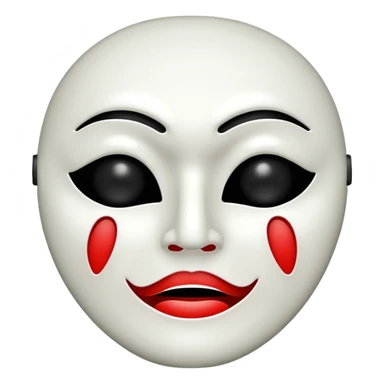 Half happy half sad face, white theater mask with hollow mouth and hollow eyes sticker