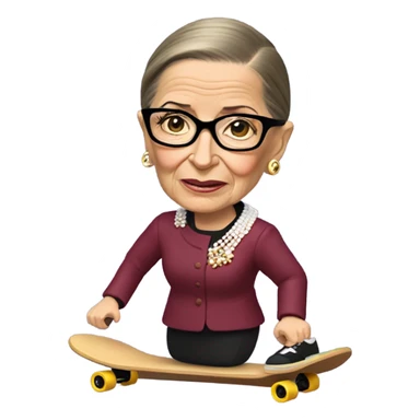 Ruth Bader Ginsburg riding a skateboard sticker
