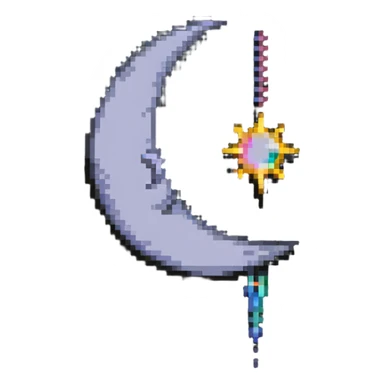 crescent moon in pixel art style sticker
