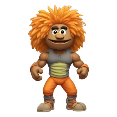 Detailed image of  fraggle rocks hot muscle trainer sunset colored sticker