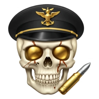 Una calavera 💀 soldado 🪖 mordiendo una bala sticker