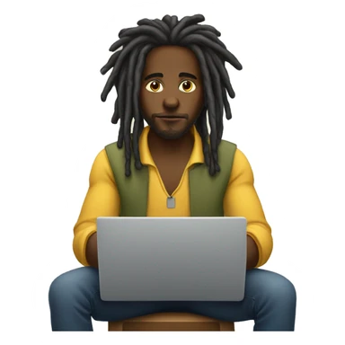 Black-guy-with-dreads-sitting-down-on-chair facing-foward-focused-on-laptop-computer- sticker