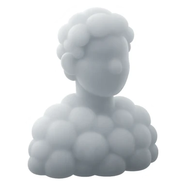 A person from the shoulders up, entirely composed of fluffy white convex clouds sticker