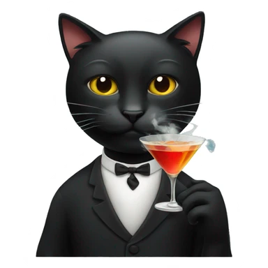 Black cat smoking and drinking a martini sticker