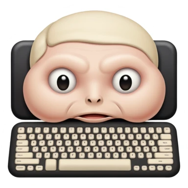 Computer keyboard missing keys, one spot replaced with exposed muscle. sticker