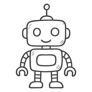 hand-drawn AI robot sticker