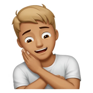 guy holding neck with crossed hands crying laughing sticker