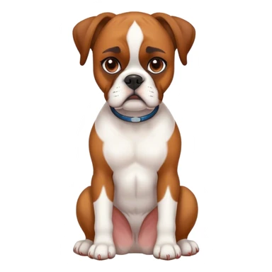 White Boxer American Dog With Brown Face Sitting  sticker