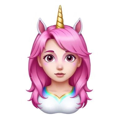 pink hair girl with a unicorn v sticker