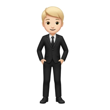 Maktab yonida kulib turgan qora kostyum shim kiygan bola rasmini chiqarib ber sticker