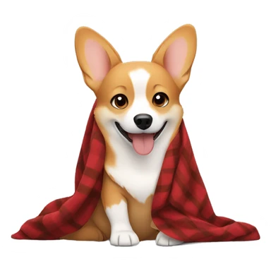 A girl with blonde hair is sitting under a blanket with a black-red-brown corgi sticker