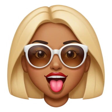 girl sunglasses tongue out wink crazy sticker