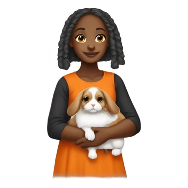 Black Muslim girl holding her cute orange holland lop sticker