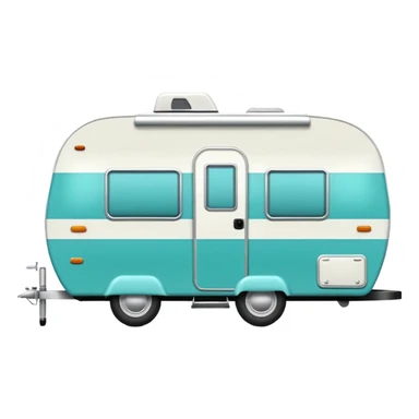 Realistic portable turquoise travel trailer isolated.  sticker