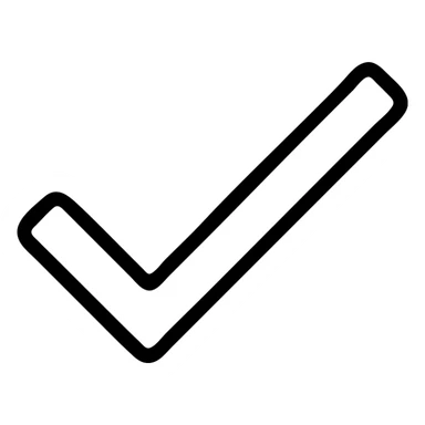 checkmark icon, black outlined style, simple and clear sticker