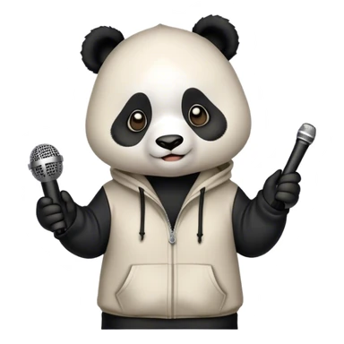 A panda with a hoodie and microphone sticker