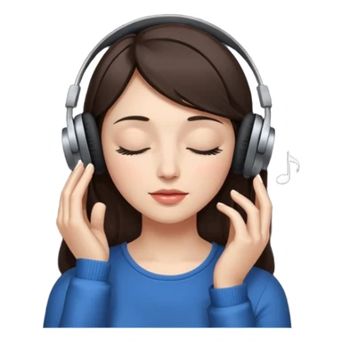 Brunette woman listening to music with closed eyes sticker