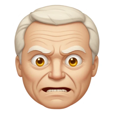Angry older white male Italian angel like a smiley face sticker