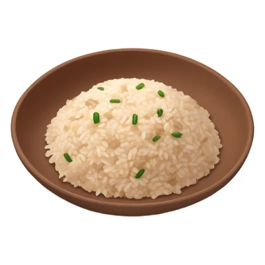 whitish pure fried rice with a mix of brown rice on a terra cotta plate sticker