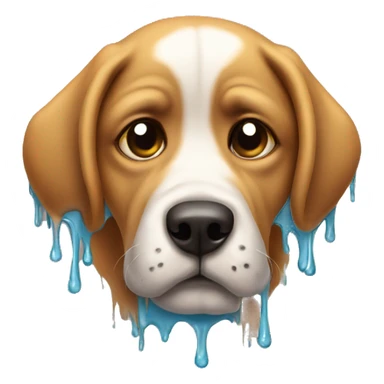 Sad dog wearing drip sticker