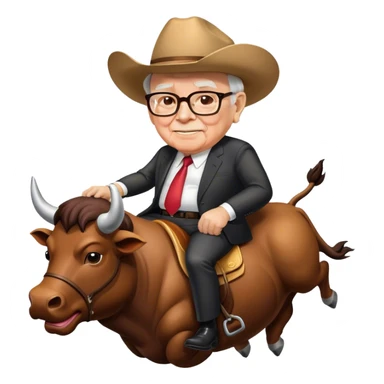 Warren Buffet riding bull sticker