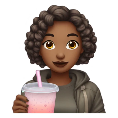 girl with bubble tea sticker