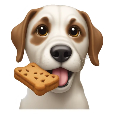 Dog eating a treat sticker