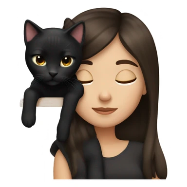 Girl brunette with black cat sleeping  sticker
