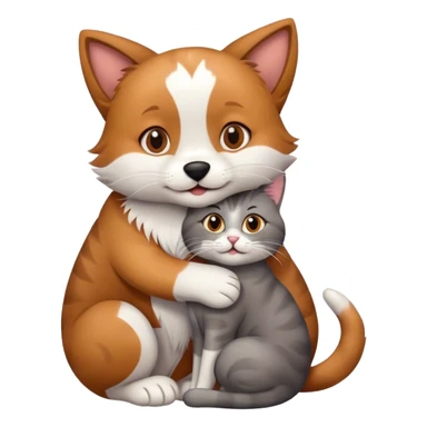Dog with cat and hug  sticker
