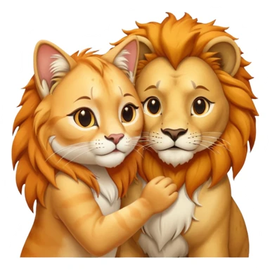 Animal Gato acariciando las orejas de un leon sticker