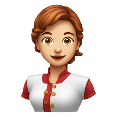 Menina ruiva, olhos castanhos com avental vermelho e um geladinho na mão sticker