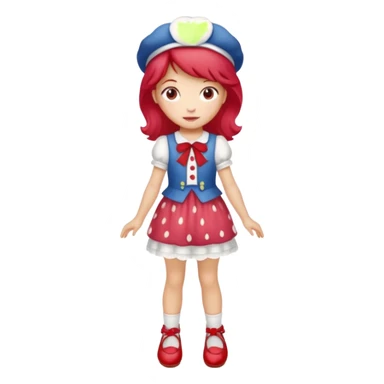 pretty and cute realistic strawberry shortcake full body with red shoes standing sticker