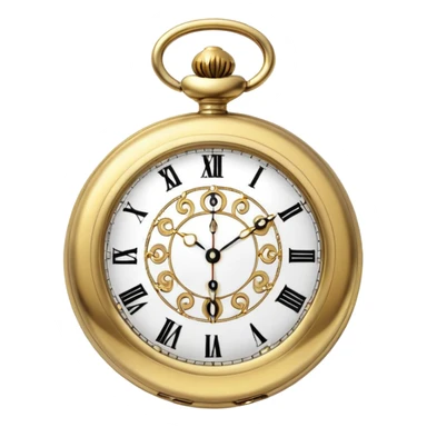 vintage gold pocket watch, round, ornate details, classic, minimal, no text sticker