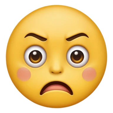 W shaped mouth but annoyed eyes on classic yellow circle emoji sticker