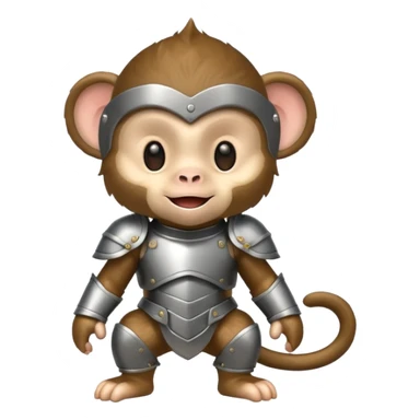 baby monkey in armor, full body, smile sticker