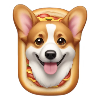 corgi in bread like hot dog sticker