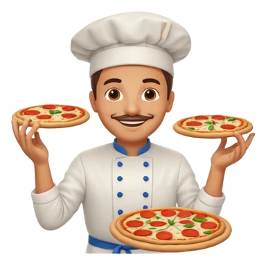 smiling Italian chef spinning pizza dough sticker