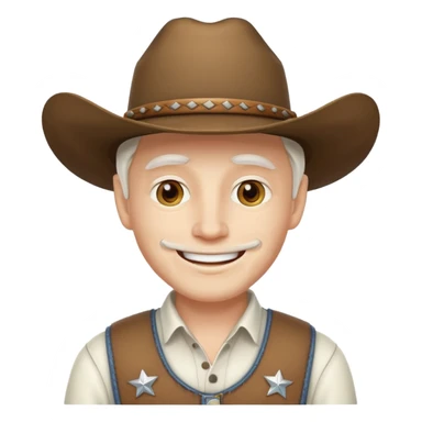 happy cowboy man with white skin and a white hat sticker