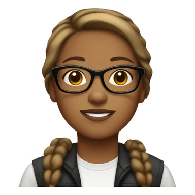 Girl with hazel eyes, black frame glasses, and brown hair with blonde highlights sticker