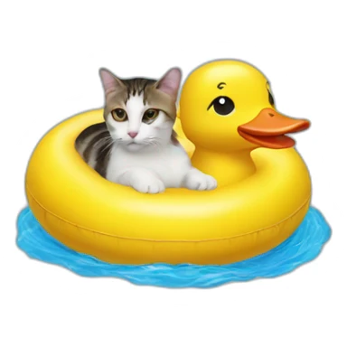 A cat in an inflatable duckling circle sticker