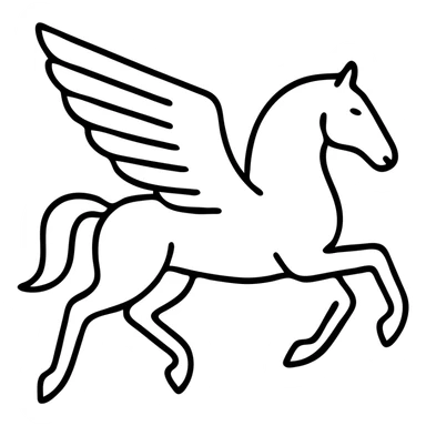 Elegant Pegasus with wings outstretched, flying horse in profile view sticker