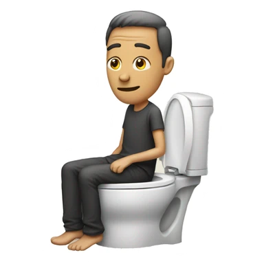 A man inside a toilet with long neck sticker