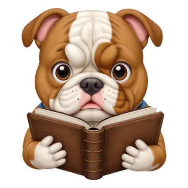 bulldog holding a guidebook sticker