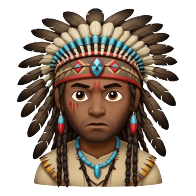 Black American man dark brown with dreads with a American Indian headdress with a mad face  sticker