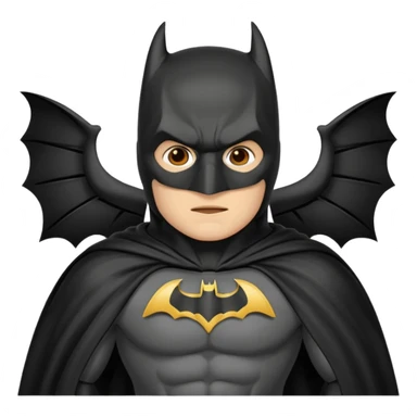generate a batman emoji with just the face showing and part of the cloak and and wings. Shade the mask in the color #394A8E. Shade the wings in the color #EF7221. Shade the cloak in the color #61893D sticker