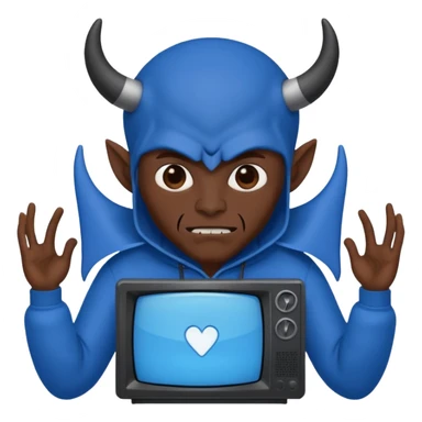 Vox the demon with a TV as his head wearing all blue sticker