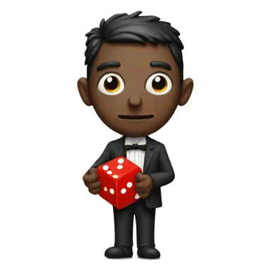 Kafka holds a red dice in his hands sticker